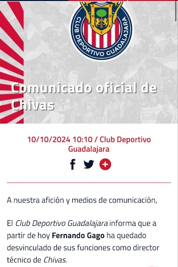 Chivas hace oficial la salida de Fernando Gago (Foto: chivasdecorazon.com)