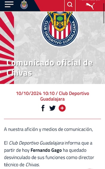 Chivas hace oficial la salida
