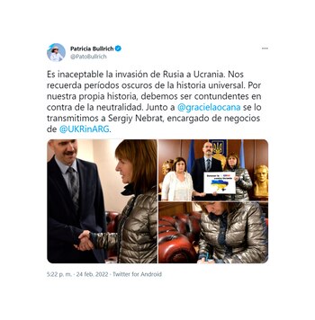 tuits de políticos sobre la invasión de Rusia a Ucrania