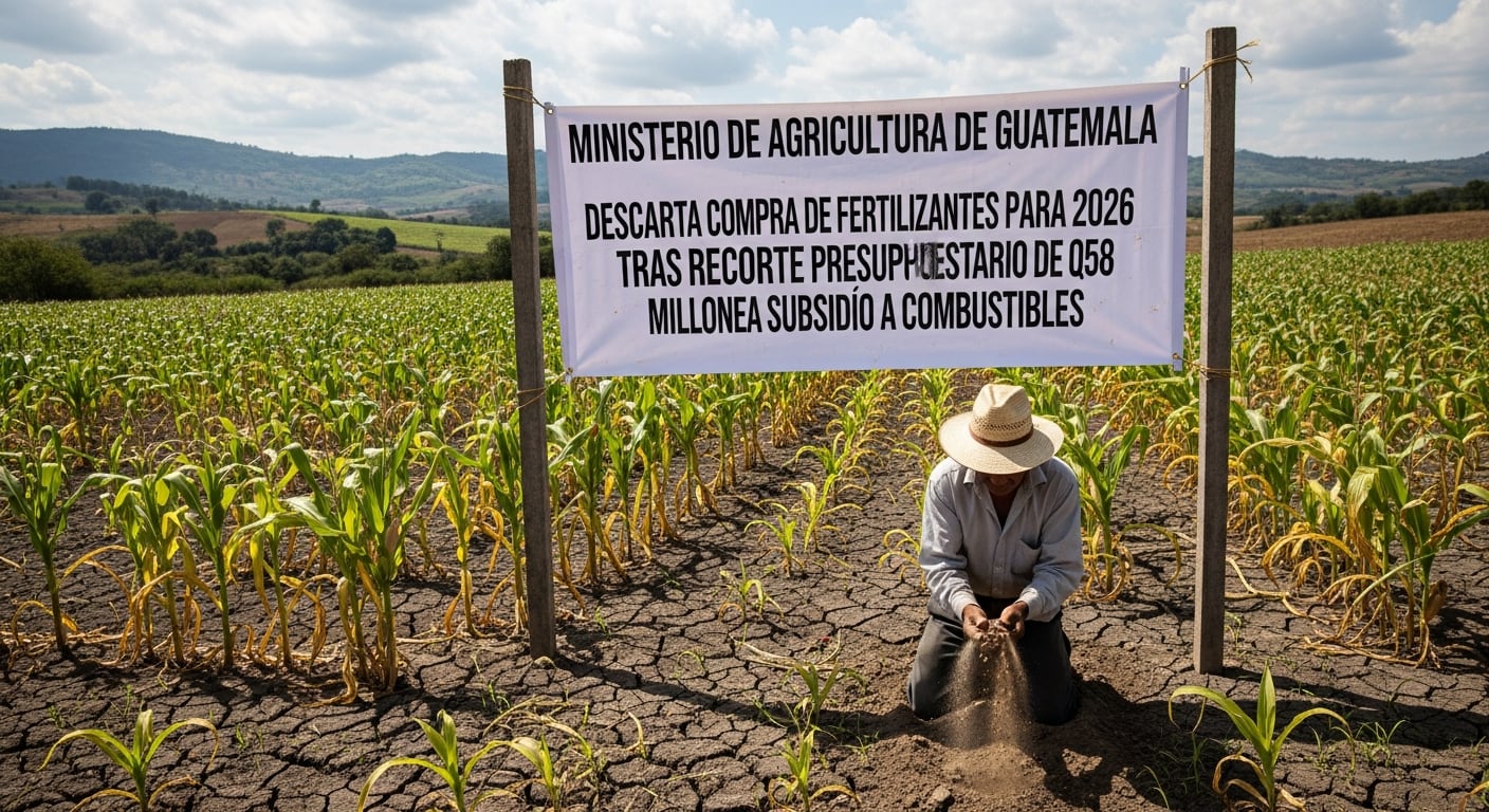 El Ministerio de Agricultura de Guatemala descartó la compra de fertilizantes para 2026 tras un recorte presupuestario de Q58 millones para cubrir subsidio a combustibles