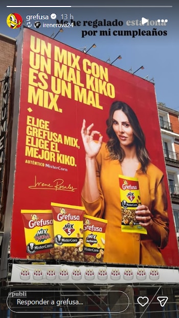 Irene Rosales ha compartido en sus redes sociales su publicidad con una marca de frutos secos. (Instragram @irenenova)