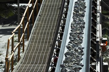 Lithium ore moves along a