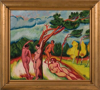 "Desnudos en un paisaje" (1912),