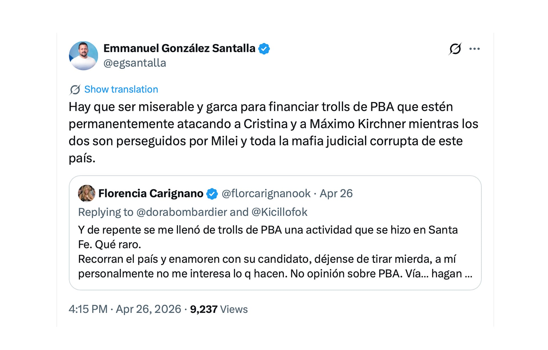 Los camporistas Emmanuel González Santalla y Florencia Carignano apuntaron contra el gobierno de Axel Kicillof