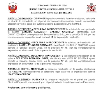 JEE rechaza candidatura al Senado