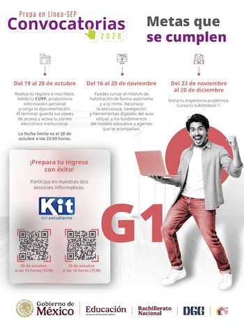 Al finalizar el registro se entregan folio y contraseña de acceso a la plataforma.
(Prepa en Línea-SEP)