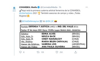 Primer cuarteto femenino Libertadores