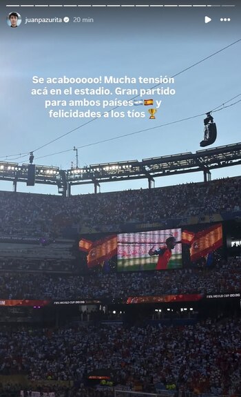 Historia de Juanpa Zurita desde la final del Mundial 2026 (Instagram/@juanpazurita)