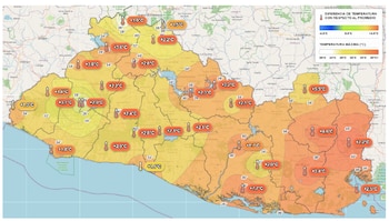 San Francisco Gotera, en Morazán, registró 40.6 °C durante la ola de calor, el valor más alto informado por autoridades meteorológicas. (Cortesía: Ministerio de Medio Ambiente)