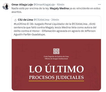 La reacción de los cibernautas ante la sentencia. Foto: Twitter.