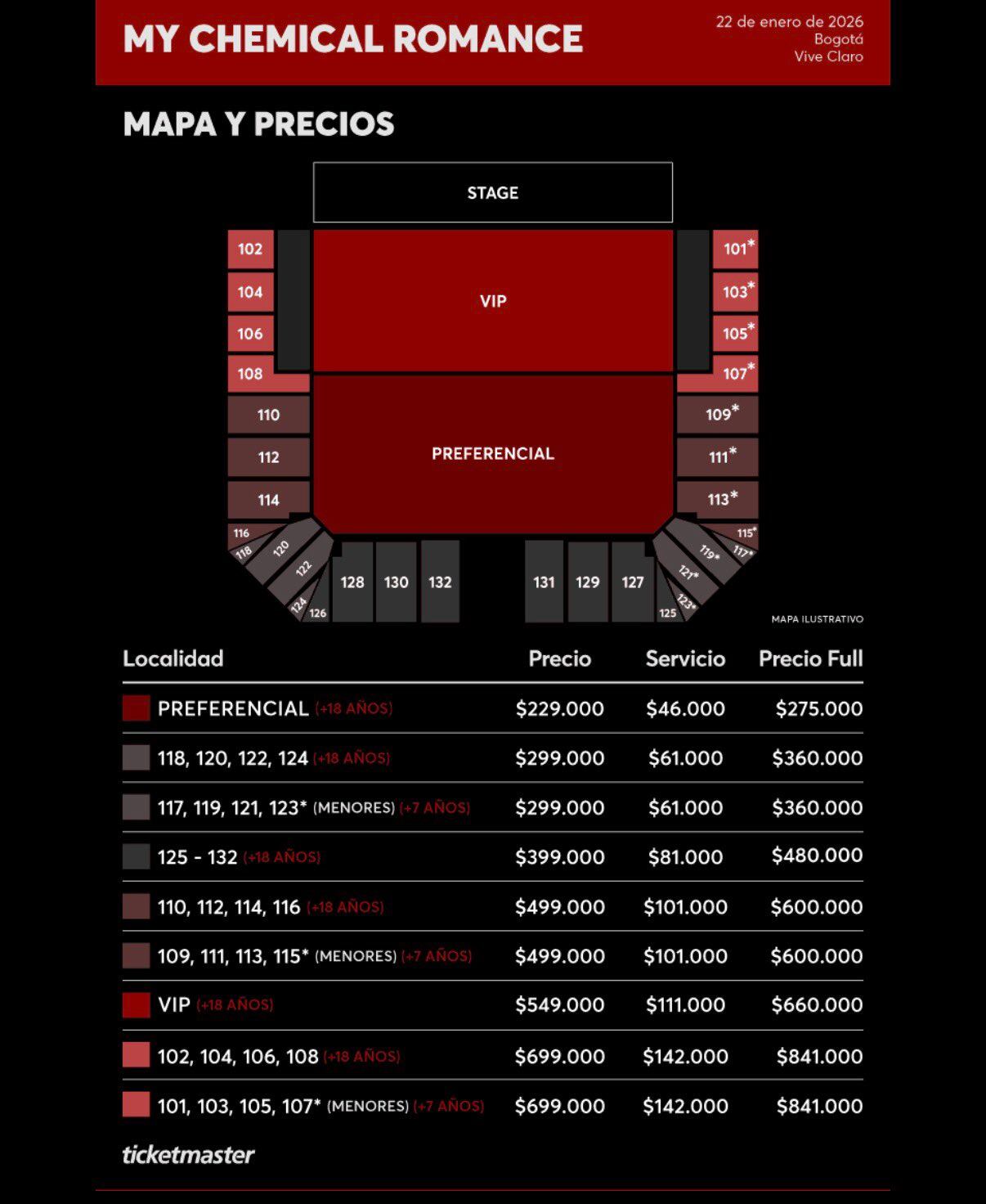 La boletería se venderá en tres fases y solo a través de Ticketmaster - crédito @musictrendscol/X