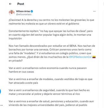 Wilson Arias arremetió en contra