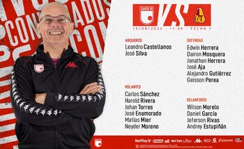 Nómina Santa Fe vs Tolima, fecha 7 Liga BetPlay.