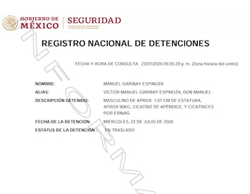 Ficha de detención el presunto líder criminal. Crédito: RND