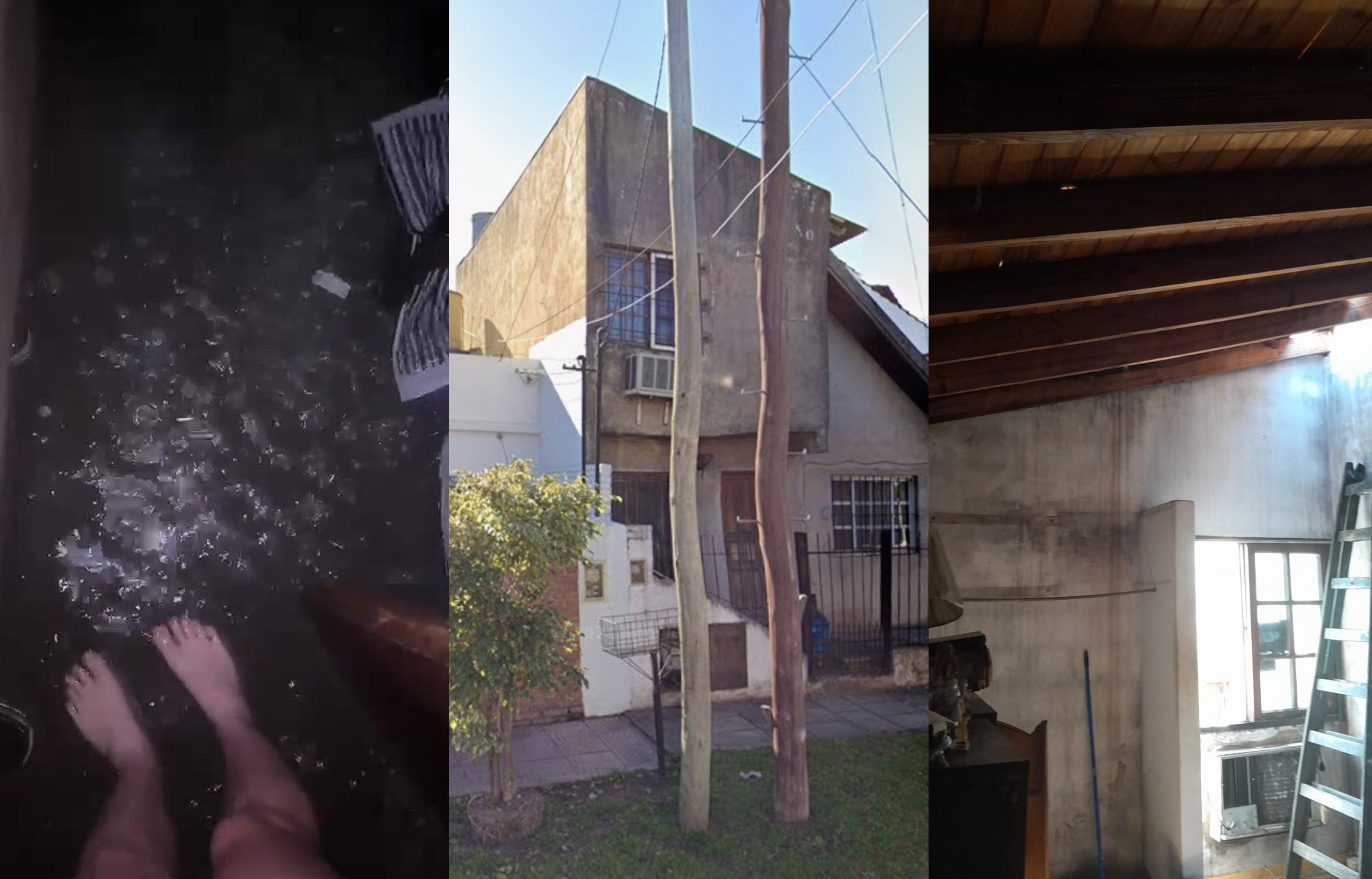 Matías contó que por el temporal, las chapas del techo de la casa volaron a 30 metros de distancia