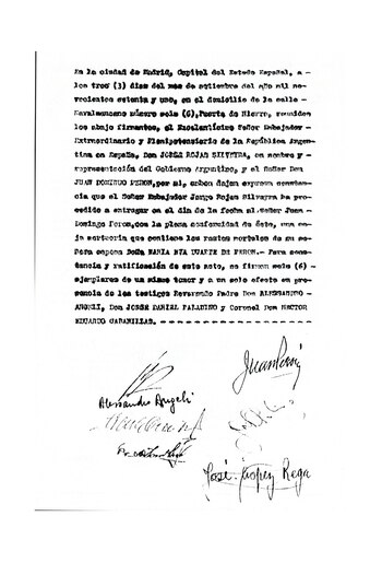 Acta de recepción del cadáver.