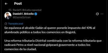 Daniel Briceño cuestionó estatuto tributario