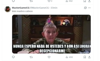 Un meme muestra a un niño con gorro de fiesta y expresión de decepción. Debajo, texto que dice "NUNCA ESPERO NADA DE USTEDES Y AUN ASI LOGRAN DECEPCIONARME"