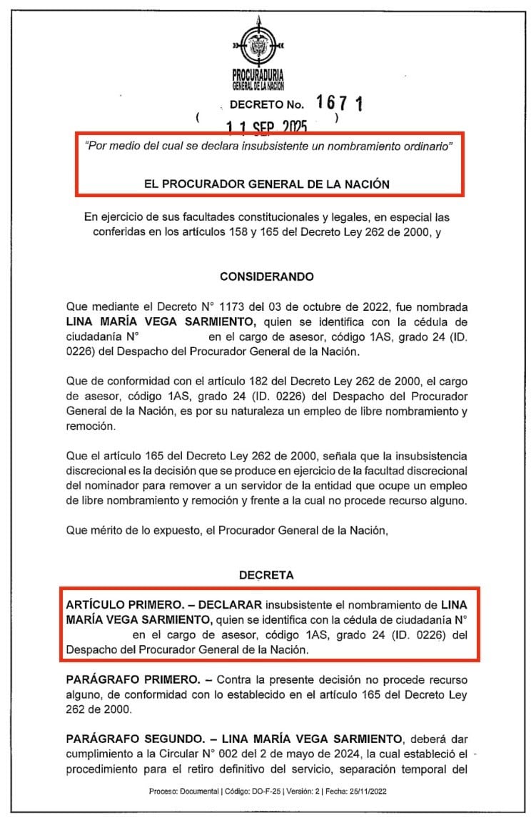 La dirigente del Centro Democrático señaló el antecedente de la exprocuradora en el expediente disciplinario relacionado con los hechos del 9 de septiembre de 2020 en Bogotá - crédito @dianadiago/X