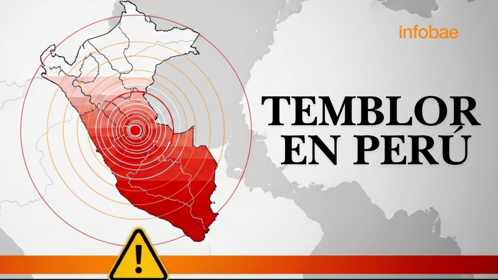 Una representación gráfica de la actividad sísmica en Perú, destacando la región del epicentro y la propagación de las ondas telúricas. (Infobae Perú)
