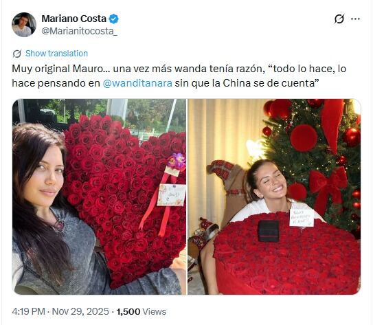 Las rosas eran un clásico en la relación de Icardi y Wanda