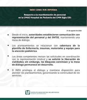 Comunicado Oficial del IMSS.