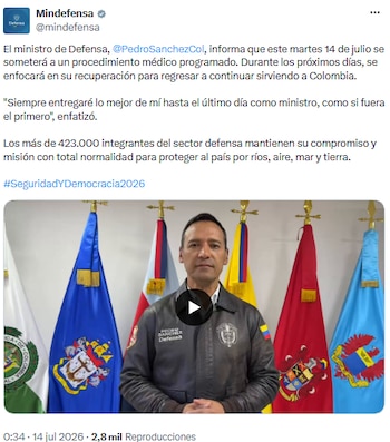 Pedro Arnulfo Sánchez inició recuperación tras intervención programada, operaciones siguen con normalidad - crédito @mindefensa/X