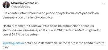 Publicación de Mauricio Cárdenas -