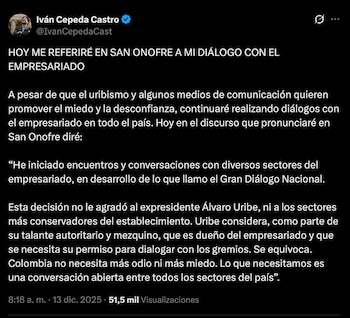 Iván Cepeda respondió a las