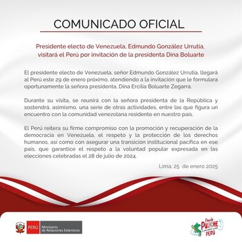 Cancillería confirmó la visita del