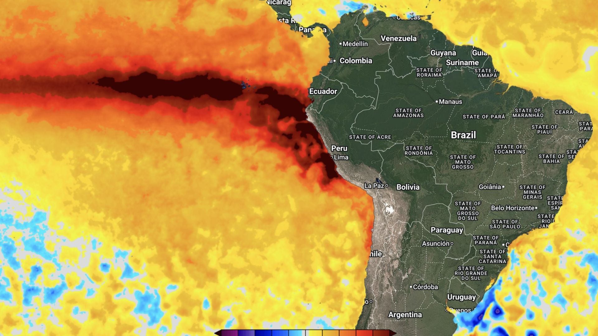 La temperatura del agua en el litoral peruano alcanzó valores de hasta 7 °C por encima de lo normal durante las últimas semanas. (Colin McCarthy)