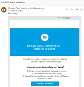 Email falso de mercado pago