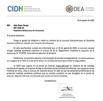 La CIDH otorgó a Roso