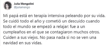 El tuit de Julia Mengolini