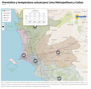 Pronóstico de temperatura de Senamhi