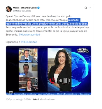 María Fernanda Cabal y sus dardos a Álvaro Uribe