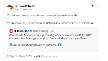 El presidente Gustavo Petro rechazó solicitud de dos investigadores de la Comisión de Investigación y Acusación de abrir una investigación formal en su contra por presuntas irregularidades en la financiación de su campaña - crédito @petrogustavo/X