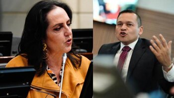 María Fernanda Cabal rechazó la propuesta que hizo el representante Alejandro Ocampo referente a los Juegos Panamericanos y cuestionó la calidad con la que se manejaría la salud y las pensiones desde el Gobierno nacional, luego de perder la sede para el evento - crédito @CabalPrensa/X y Cámara de Representantes