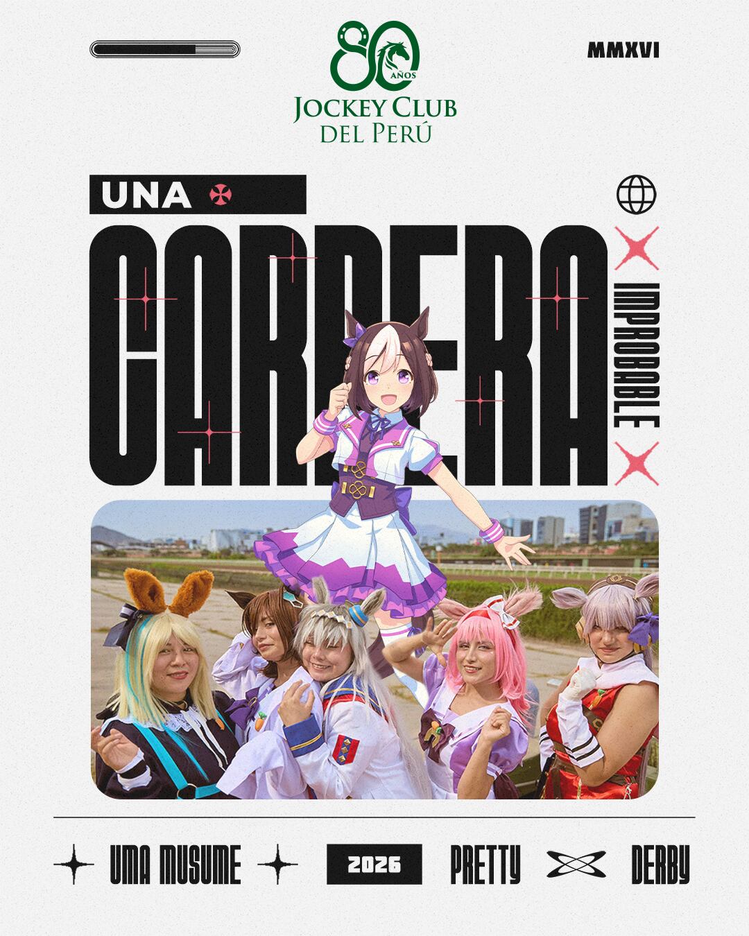 Cosplayers y fanáticos del anime se congregaron en el Hipódromo de Monterrico para la primera carrera Uma Musume en Lima, un evento que fusiona la hípica peruana con la cultura pop japonesa. (Foto: Facebook / Hipódromo de Monterrico)