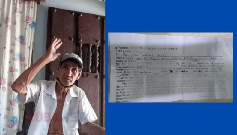 Sánchez Alayo caminó seis kilómetros desde su vivienda en Alto Songo para acudir a una citación judicial con datos ilegibles. (Cortesía: Cubanet)