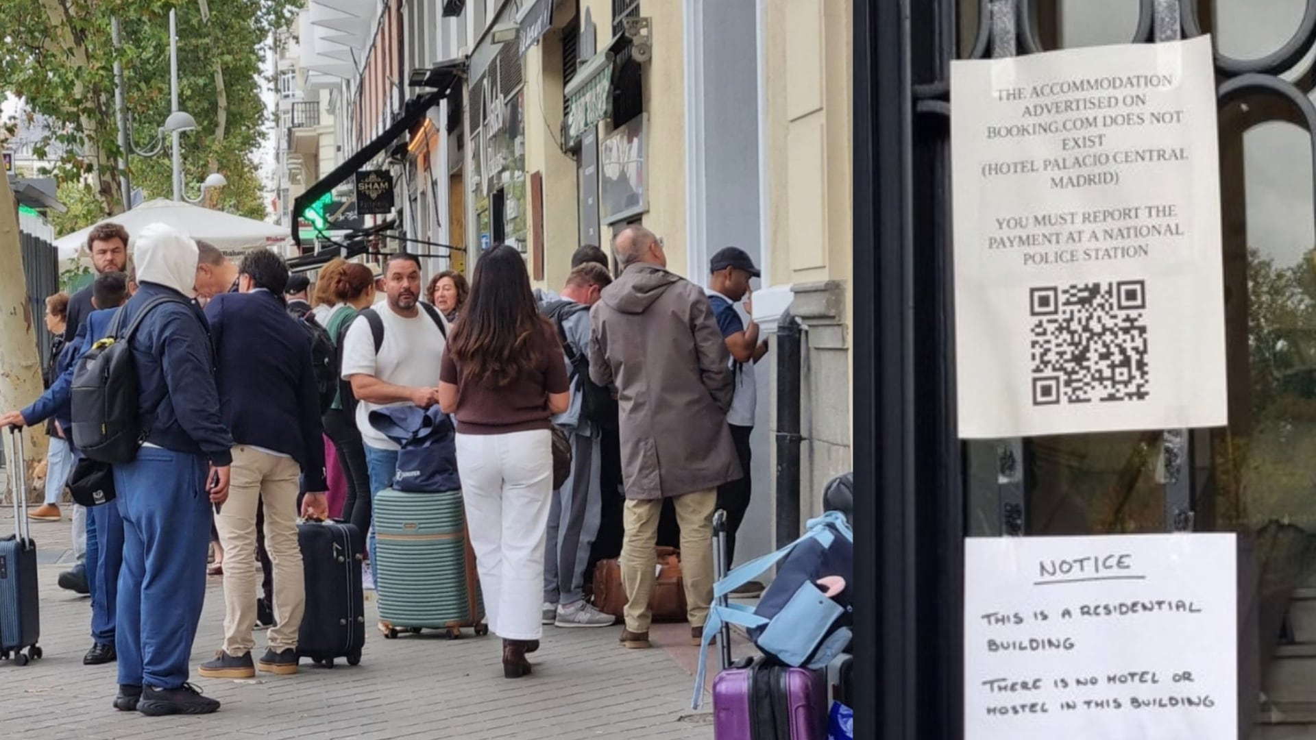Decenas de turistas estafados por el hotel de lujo de Madrid que no existe. (X/@AVRetiroNorte)