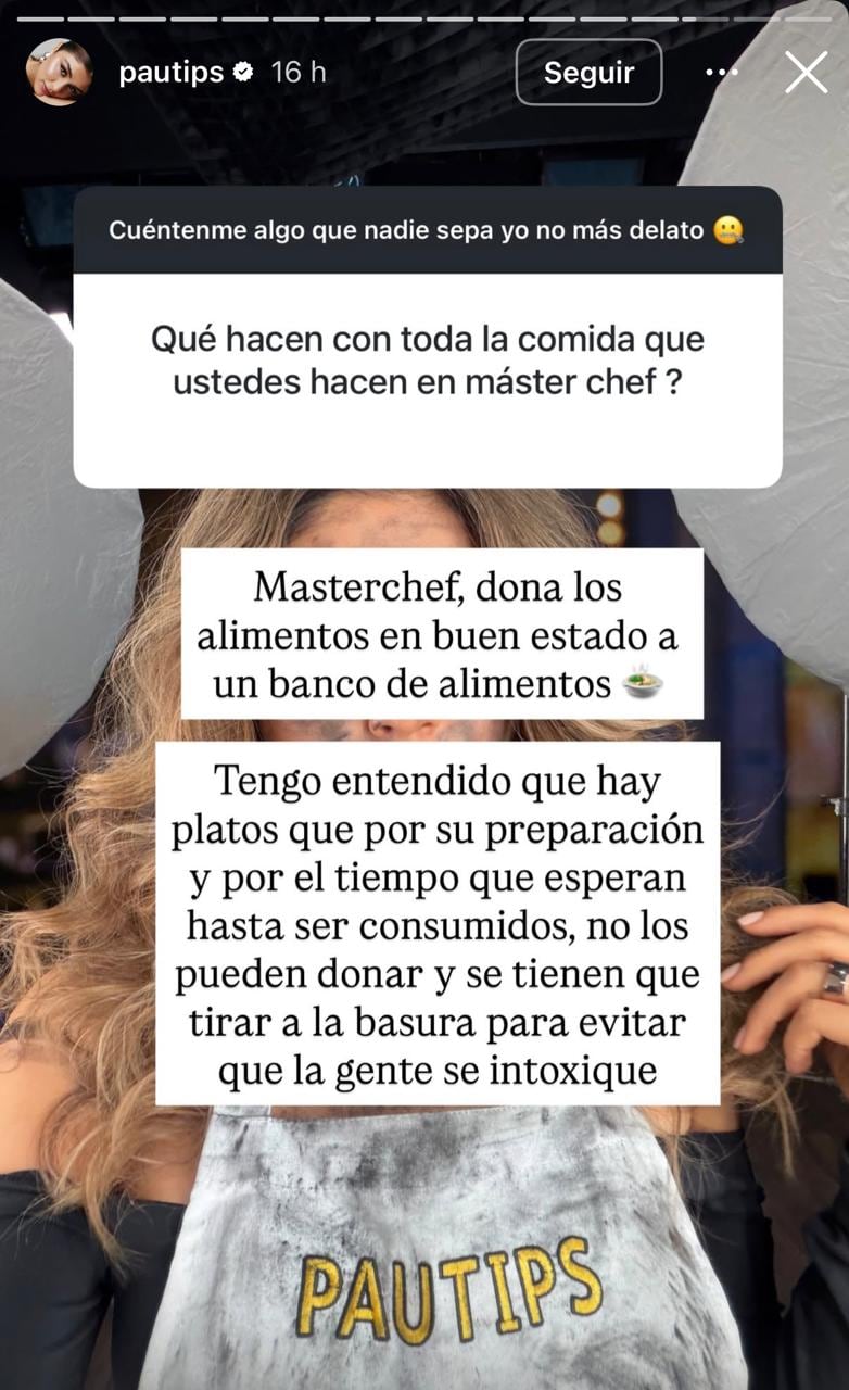 Pautips reveló qué pasa con la comida que sobra en el programa de cocina - crédito @pautips/IG