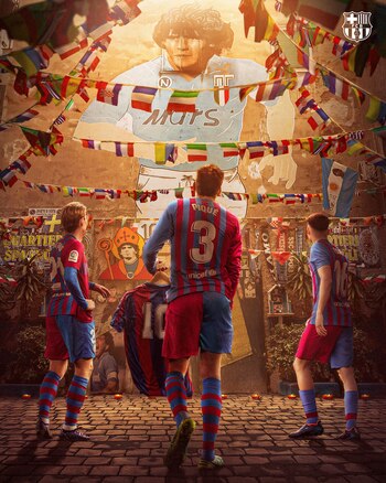 Banner del Barcelona vs Napoli