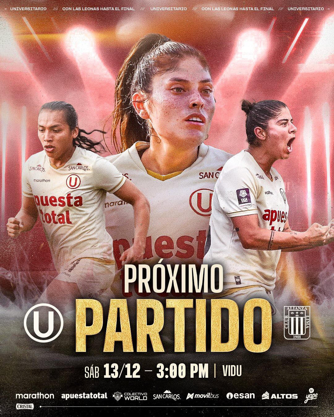 Universitario recibirá a Alianza Lima por la final de la Liga Femenina 2025