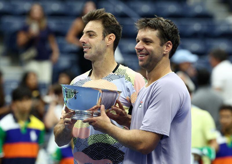 Zeballos y Granollers festejan tras ganar el US Open 2025 (Fuente: Reuters / Kevin Lamarque)