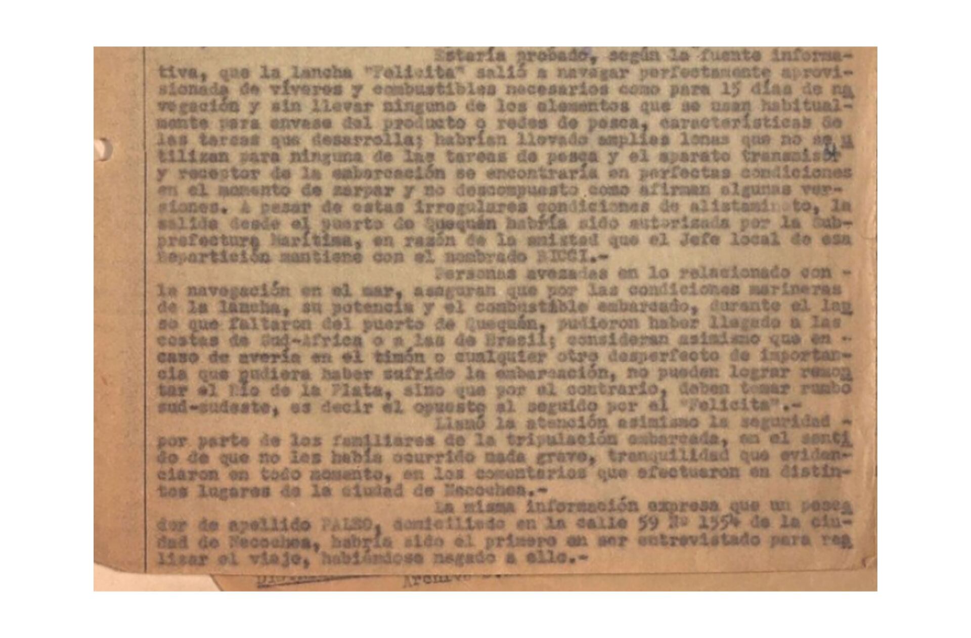 Otra sección del memorandum de julio de 1960