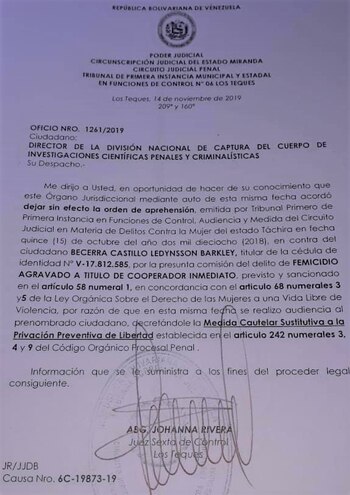 La jueza Johanna Rivera ordenó