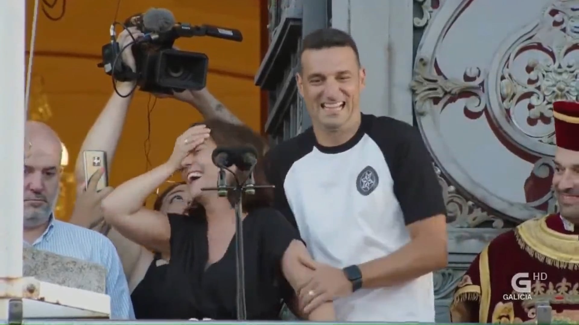 Scaloni, durante el homenaje que recibió en La Coruña en 2023