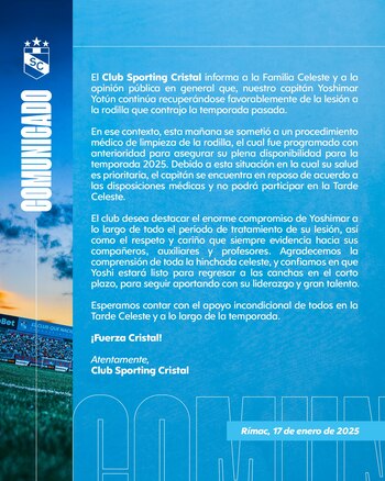 Comunicado de Sporting Cristal sobre