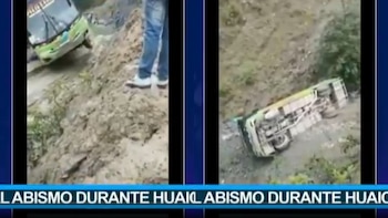 Huánuco:在huaico期间,公共汽车掉进了深渊,乘客被奇迹救了